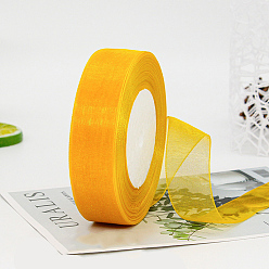 Оранжевый Полиэстер органза лента, для украшения Кристмас, оранжевые, 1 дюйм (25 мм), около 49.21 ярдов (45 м) / рулон