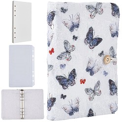 Бабочка Блокноты в тканевой обложке, с прозрачным ПВХ-карманом для вкладышей с отверстиями, бабочка, 6 мм