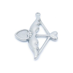 Нержавеющая Сталь Цвет Шкентели нержавеющей стали, талисман в виде лука и стрелы в форме сердца, цвет нержавеющей стали, 43x30 мм