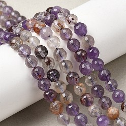 Лодолит Кварц Натуральные фиолетовые фантомные кварцы, фиолетовые лодолитовые кварцевые круглые бусины, нити, граненый (128 граней), 6 мм, отверстие : 1.2 мм, около 60 шт / нитка, 14.96'' (38 см)