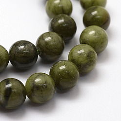 Green Jade Natural Chinese Jade Beads Strands, TaiWan Jade, Round, 10mm, Hole: 1.3mm, about 39pcs/strand, 15.2 inch