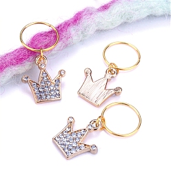 Crown Бусины из дредов из сплава со стразами, плетение подвески для волос украшения зажимы, корона, 16x17x3 мм