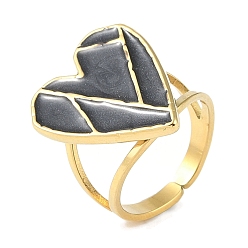 Настоящее золото 18K Ионное покрытие (ip) 304 кольца на пальцах в форме сердца из эмали из нержавеющей стали, открытые кольца для женщин, реальный 18 k позолоченный, регулируемый