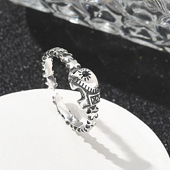 Слон Открытые манжеты из стерлингового серебра для женщин, античное серебро, слон, 6 мм, регулируемый