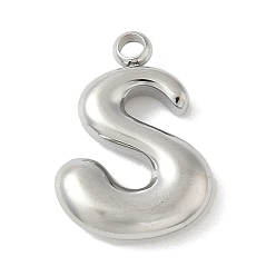 Letter S 304 начальные подвески из нержавеющей стали, цвет нержавеющей стали, Письмо с, 16~18x6~18x3 мм, отверстие : 1.8 мм