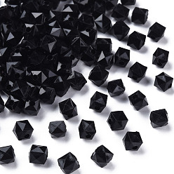 Black Opaque Acrylic Beads, Faceted, Square, Black, 5.5x5.5x5.5mm, Hole: 1.8mm, about 4485pcs/500g