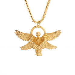 Doré  Colliers pendentifs ailes d'ange en alliage pour hommes, or, 23.62 pouce (60 cm)