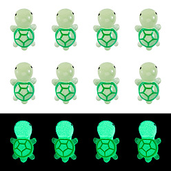 Светло-зеленый 12 шт. светящиеся полупрозрачные кабошоны из смолы в виде морских животных, маленькая черепаха, светло-зеленый, 23x13x8.5 мм