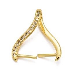Золотой Стеллажное покрытие латунь микро паве кубический цирконий ледоруб щепотка поручни, долговечный, без кадмия и без свинца, золотые, 18x20x5.5 мм, отверстие : 3 мм, штифты : 1 мм