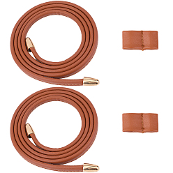 Сиена Плоский шнурок из искусственной кожи для сумки-ведра, со сплавочной фурнитурой, золотые, цвет охры, 1000x7x3~8 мм