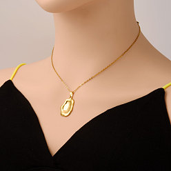 Настоящее золото 18K 304 текстурированные прямоугольные подвески из нержавеющей стали для женщин, реальный 18 k позолоченный, 17.72 дюйм (45 см)