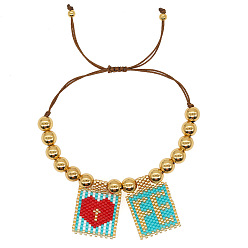 Небесно-голубой 8мм круглые латунные бусины, стеклянные бусины, квадратные с сердечками, подвески в виде букв Fe, браслеты, золотые, голубой, 11 дюйм (28 см)