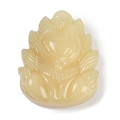 Светло-хаки Стеклянные подвески, лиса прелести, светлый хаки, 30x24x10 мм, отверстие : 1 мм