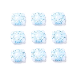 Белый Непрозрачные акриловые бусины, металла обвитые, площадь с цветочным узором, белые, 9.5~10x10.5~11x3.5 мм, отверстие : 1.6 мм, Около 1990 шт / 500 г