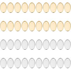 Золотой & Цвет Нержавеющей Стали 60 шт 2 цвета 304 подвески из нержавеющей стали, штамповка пустой метки, овальные, золотые и нержавеющая сталь цвет, 12.5x7.5x1 мм, отверстие : 1.5 мм, 30 шт / цвет