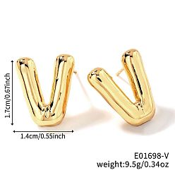 Letter V Латунь серьги, золотые, Буква V, 17x14 мм