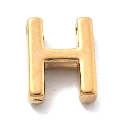 Letter H Ионное покрытие (ip) 304 брелоки из нержавеющей стали, буквенное очарование, реальный 18 k позолоченный, Письмо ч, 9.5x7.5x3 мм, отверстие : 1.6 мм