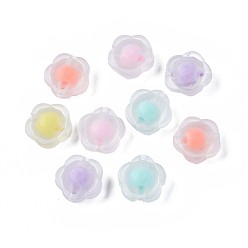 Mixed Color Transparent Acrylic Beads, Frosted, Bead in Bead, Flower, Mixed Color, 12x12.5x8mm, Hole: 2mm, about 900pcs/500g