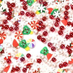 Разноцветный Рождественская тема ручной работы из полимерной глины кабошоны, плоско-круглые, красочный, 3-6x3-5.5x0.5-3 мм