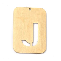 Letter J Ionenbeschichtung (IP) 304 Edelstahlanhänger, Rechteck mit Alphabet, hohl, letter.j, 32x22x1 mm, Bohrung: 1.5 mm