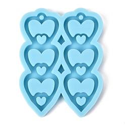 Dark Cyan Heart Pendant Silicone Molds, Resin Casting Molds, For UV Resin, Epoxy Resin Jewelry Making, Dark Cyan, 82x63x7mm