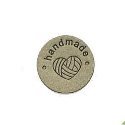 Темный Хаки Бирки для вязания сердечек из микрофибры, этикетки на одежду ручной работы, для джинсов своими руками, , обуви, аксессуары для шляп, плоско-круглые, Темный хаки, 25 мм