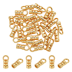 Золотой 30шт. латунные наконечники шнура, с петлями, колонка, золотые, 9x4x3.5 мм, отверстие : 2.5 мм, внутренний диаметр: 2 мм