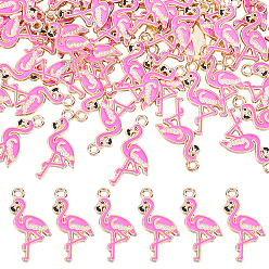 Flamingo Shape 60шт. подвески из сплава с эмалью в виде морских животных, золотой свет, форма фламинго, 23x10.4x1.1 мм, отверстие : 1.8 мм