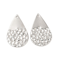 Нержавеющая Сталь Цвет Не тускнеющие 304 подвески из нержавеющей стали, слезинки прелести, цвет нержавеющей стали, 30x17x1 мм, отверстие : 1.6 мм