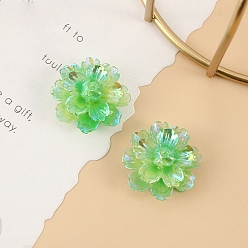 Зеленый газон Светящиеся цветочные кабошоны из смолы, светится в темноте, зеленый газон, 25 мм, 10 шт / комплект