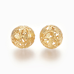 Light Gold Iron Filigree Beads, Round, Light Gold, 20x19mm, Hole: 1.6mm
