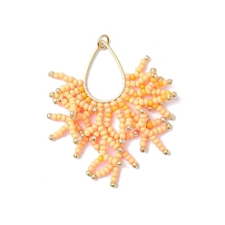 Сэнди Коричневый Подвески из стеклянного бисера, имитирующие рождественские украшения, с 201 соединительными кольцами из нержавеющей стали и 304 открытыми соединительными кольцами из нержавеющей стали, песчаный коричневый, 46~49x36~39x2 мм, отверстие : 3 мм