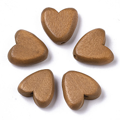 Перу Расписные бусы из натурального дерева, сердце, без свинца, Перу, 15.5x15.5x6 мм, отверстие : 1.5 мм