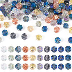 (52) Непрозрачная лаванда 100шт 10 цвета гальваники прозрачные стеклянные бусины, с покрытием AB цвета, плоско-круглые с розой , разноцветные, 6x4 мм, отверстие : 0.8 мм, 10 шт / цвет