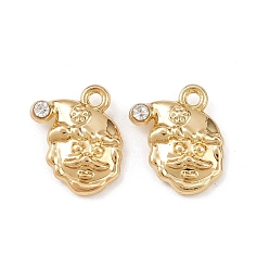 Santa Claus Рождественский сплав с подвесками из хрустальных страз, золотые, Дед Мороз, 13.5x11x3.5 мм, отверстие : 1.5 мм
