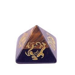 Тигровый глаз 2024 новый натуральный тигровый глаз резьба четыре мифических зверя пирамидальные украшения современные простые поделки хрустальные украшения, 25x30 мм