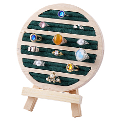 Зеленый Круглые деревянные подставки для колец, бархатом внутри, держатель органайзера для кольца на палец, зелёные, 14.3x10.1x3.3 см