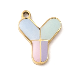 Letter X 304 подвески из нержавеющей стали, с эмалью, ионное покрытие (ip), реальный 18 k позолоченный, Письмо X, 15x11.5x2 мм, отверстие : 1.5 мм