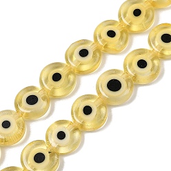 Светло-хаки Ручной сглаза бусины бисер нитей, плоско-круглые, светлый хаки, 7.5~9x3 мм, отверстие : 0.8 мм, около 48~49 шт / нитка, 13.90~14.45'' (35.3~36.7 см)