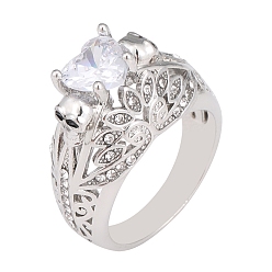 Кристалл Кольца из сплава со стразами простые, сердце, кристалл, размер США 8 (18.1 мм)