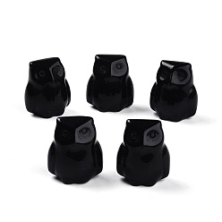 Обсидиан Украшения для выставки сов из натурального обсидиана, фигурка для украшения дома, фен-шуй энергетический камень подарок для домашнего офиса украшение рабочего стола, 25~27x22~24x17~19 мм