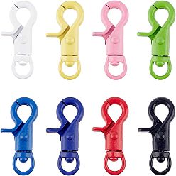 Couleur Mélangete Fermoirs laiton pivotantes, couleur mixte, 42x21.5~22x8mm, Trou: 6x8.5mm, 8 couleurs, 2 pcs / couleur, 16 pcs / boîte