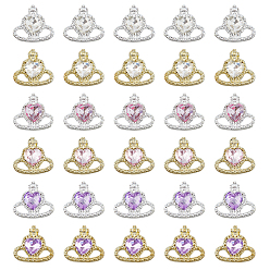 (52) Непрозрачная лаванда 30шт 6 цвета сплав горный хрусталь кабошоны, аксессуары для украшения ногтей для женщин, сердце, разноцветные, 11.5x12x3 мм, 5 шт / стиль