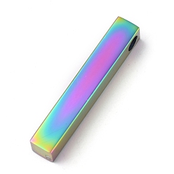 Rainbow Color Ion Plating(IP) 304 Stainless Steel Pendants, Rectangle/Bar, Rainbow Color, 30x5x5mm, Hole: 3mm