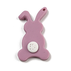 Old Rose Handmad Polymer Clay Pendants, Rabbit, Old Rose, 32x19x4.5mm, Hole: 1.8mm