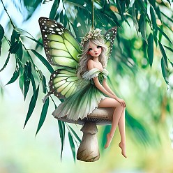 Зеленый лайм Акриловые подвесные украшения, подвесные украшения для дома, фея, зеленый лайм, 80x49 мм