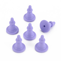 Lilac Silicone Ear Nuts, Earring Backs, for Stud Earring Making, Lilac, 11x8x8mm, Hole: 0.7mm