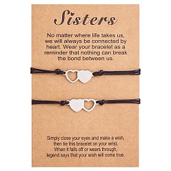 Нержавеющая Сталь Цвет 2 шт. 2 стиль 430 набор браслетов с звеньями в форме сердца из нержавеющей стали, Подходящие пары регулируемых браслетов для лучших друзей пары семьи, цвет нержавеющей стали, 7-1/8~11-3/4 дюйм (18~30 см), 1 шт / стиль