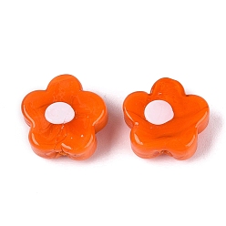 Naranja Oscura Abalorios de colores vario hechos a mano, flor, naranja oscuro, 13.5~15x14.5~15x6~8 mm, agujero: 1.2~1.6 mm