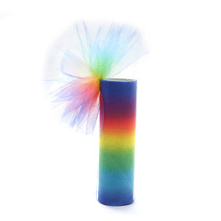 Разноцветный Ленты сетки деко полиэстера, Тюлевая ткань радужного градиента цвета, для подарочной упаковки diy craft, украшение стены домашней вечеринки, красочный, 5-7/8 дюйм (150 мм), около 5.00 ярдов (4.57 м) / рулон